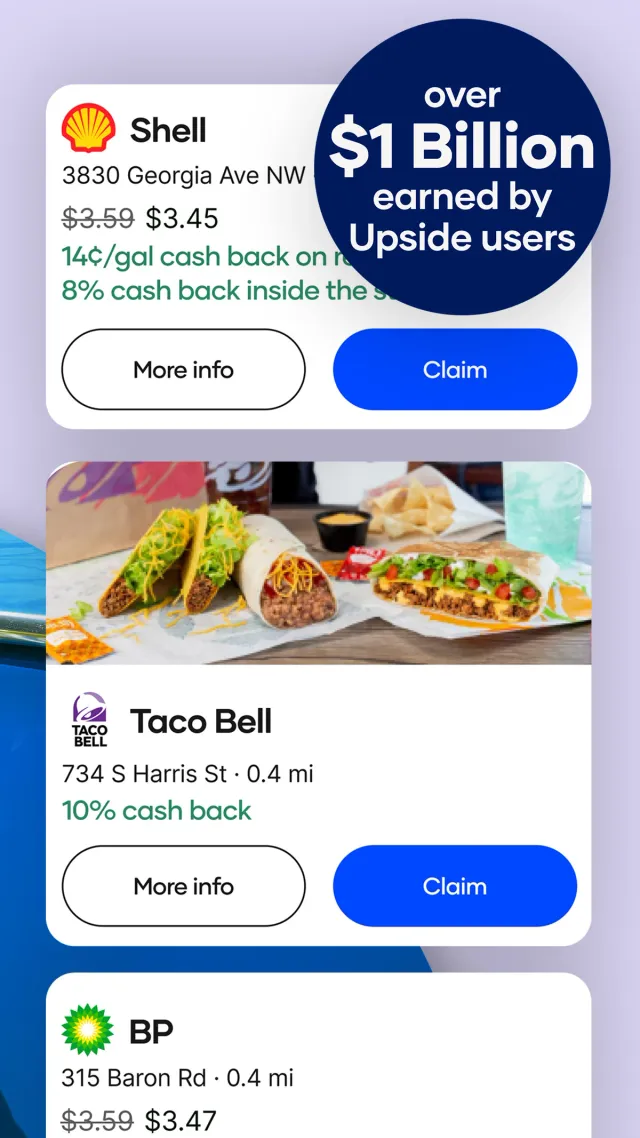 Upside: Gas & Food Cash Back - Screen 2