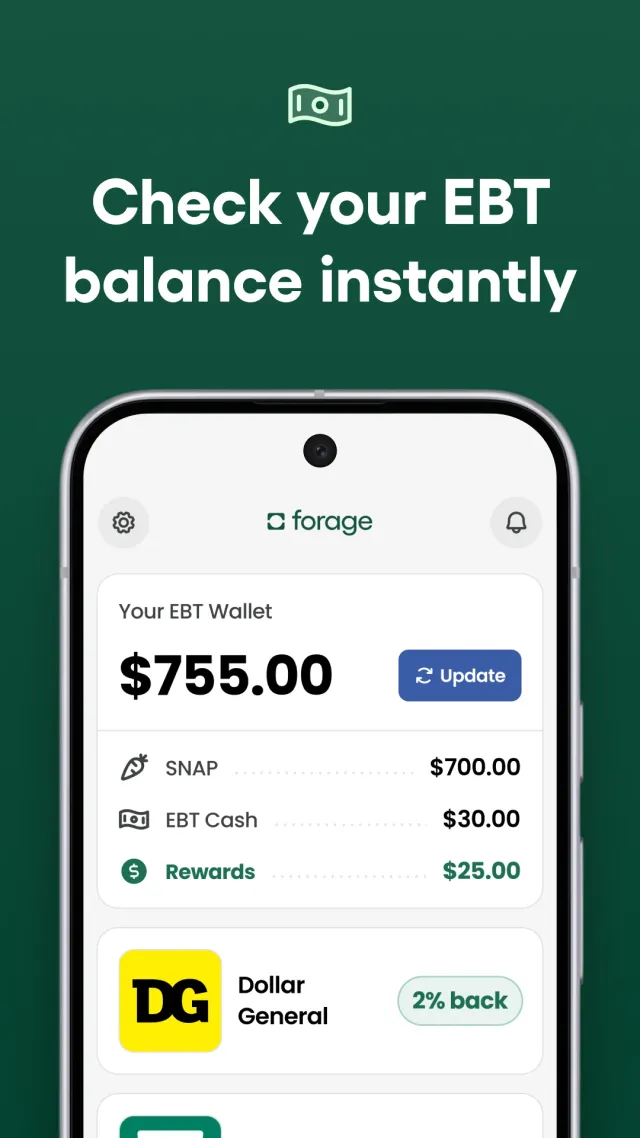 Forage EBT Balance & Rewards - Screen 1