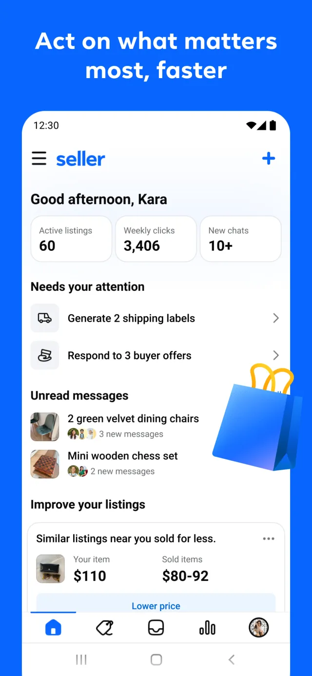 Seller, a Facebook app - Screen 1