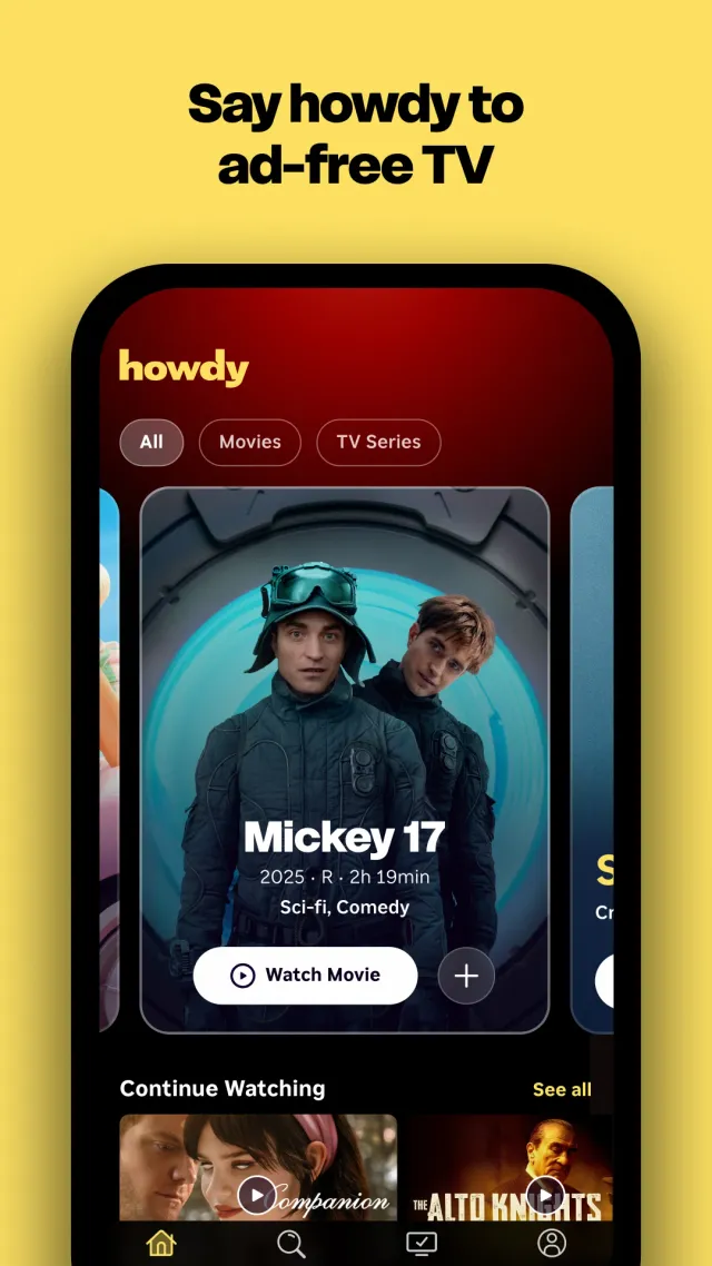 Howdy: Streaming Movies & TV - Screen 1