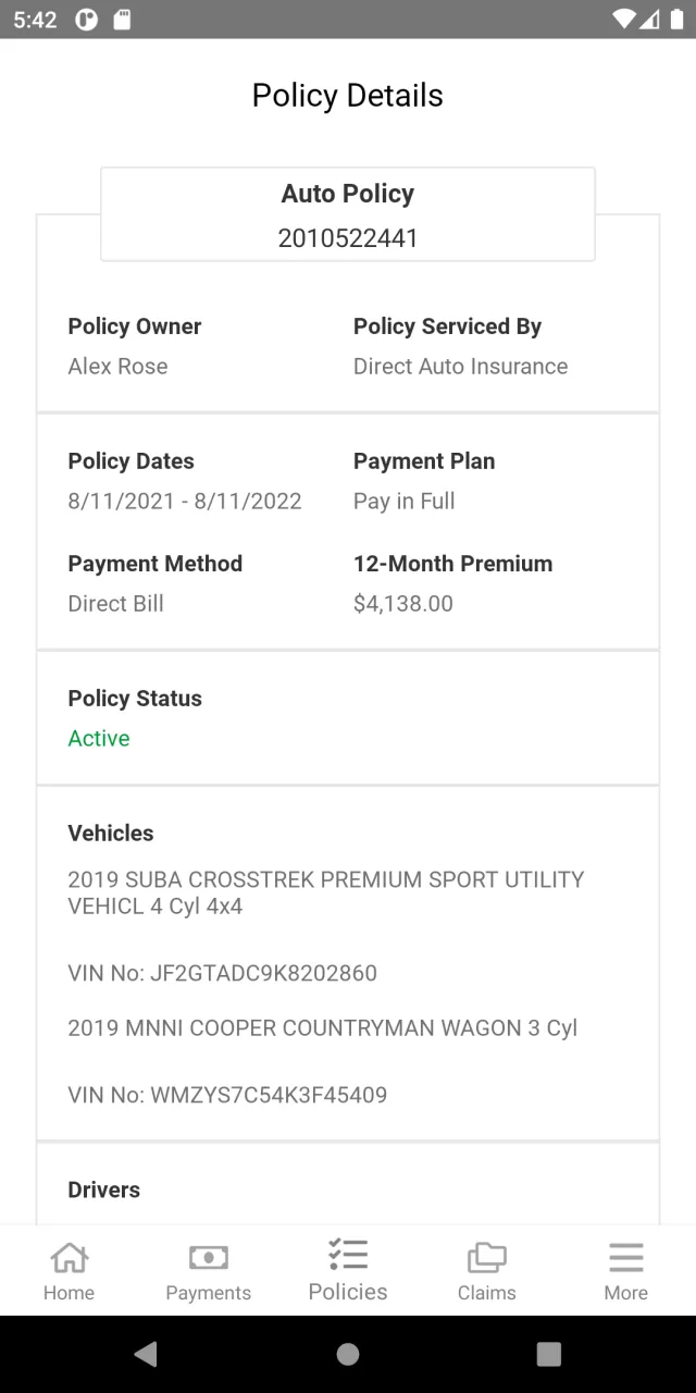 Direct Auto Insurance - Screen 5