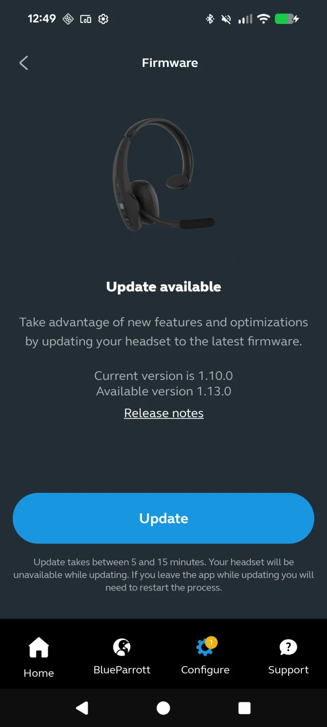 BlueParrott App - Screen 4