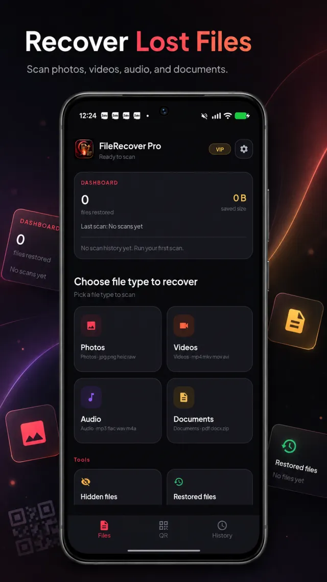 FileRecover: Restore & QR - Screen 1
