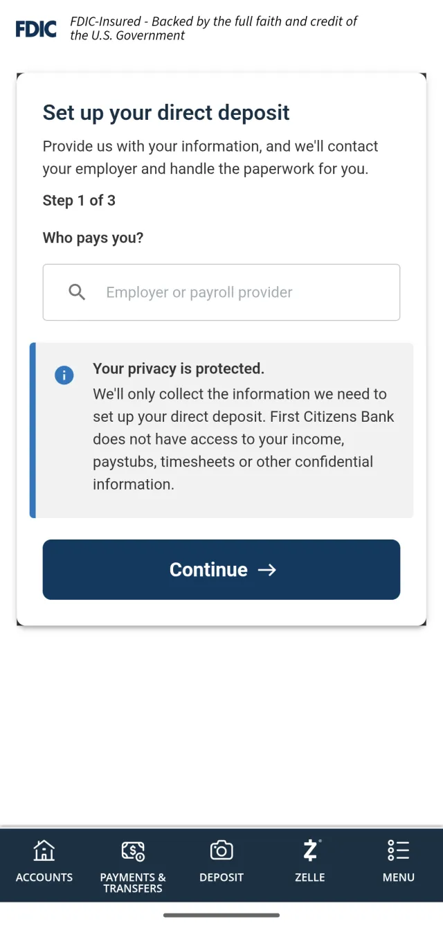 First Citizens Mobile Banking - Screen 5