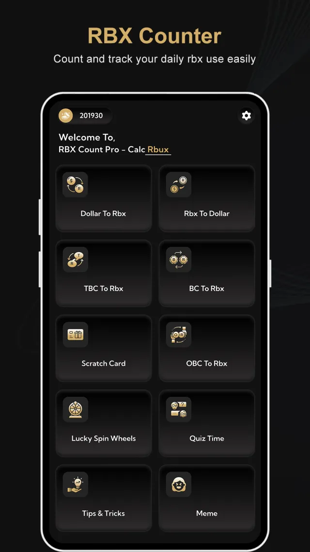 RBX Count Pro - Calc Rbux - Screen 1