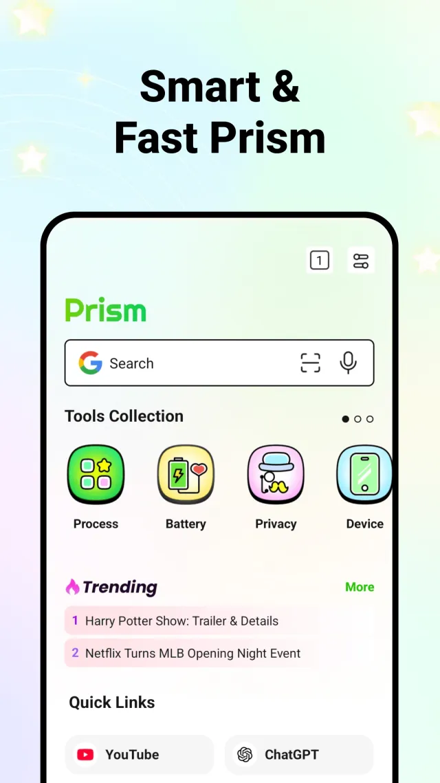Prism: AI Quick Path Browser - Screen 1