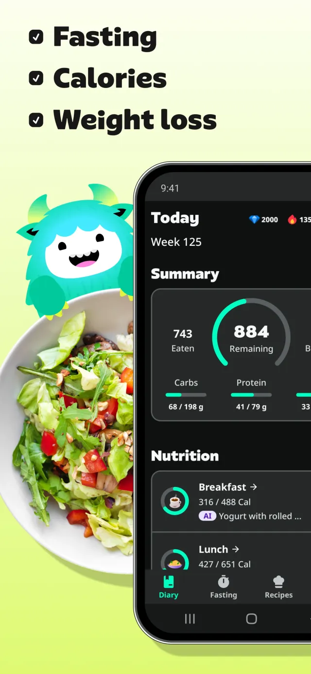 Yazio: AI Calorie Tracker - Screen 1