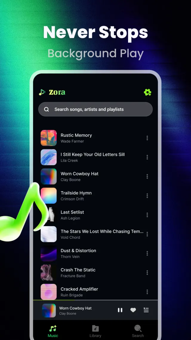 Zora - Music Player - Screen 2