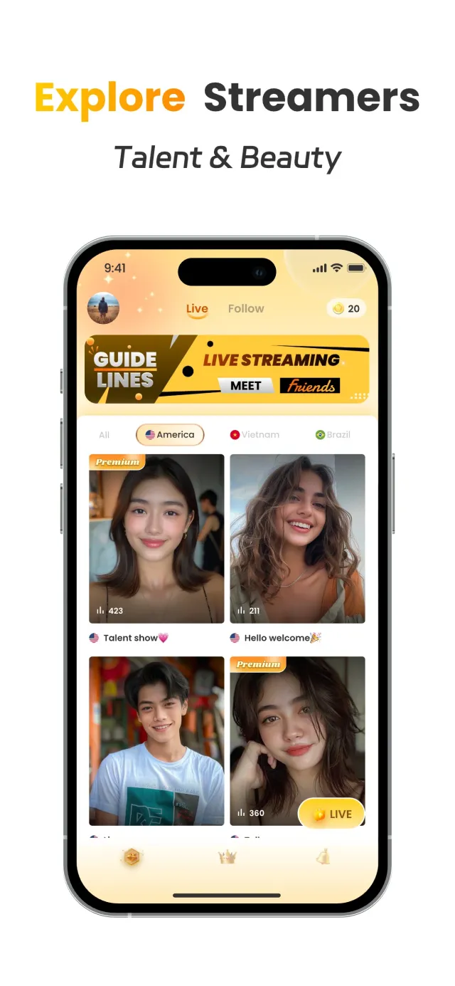 YahLive-Go Live in a Tap - Screen 1