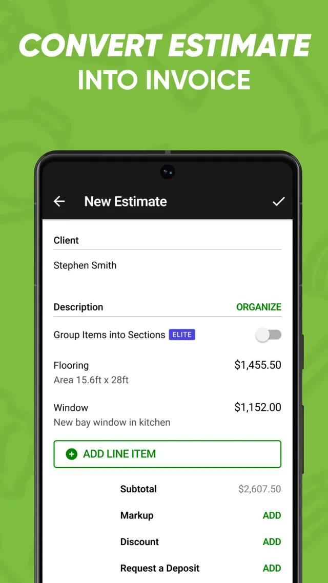 Joist Invoice & Estimate App - Screen 3