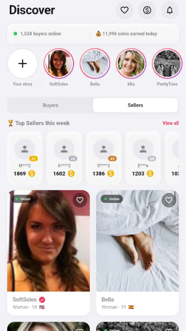 FeetGet - Buy & Sell - Screen 1