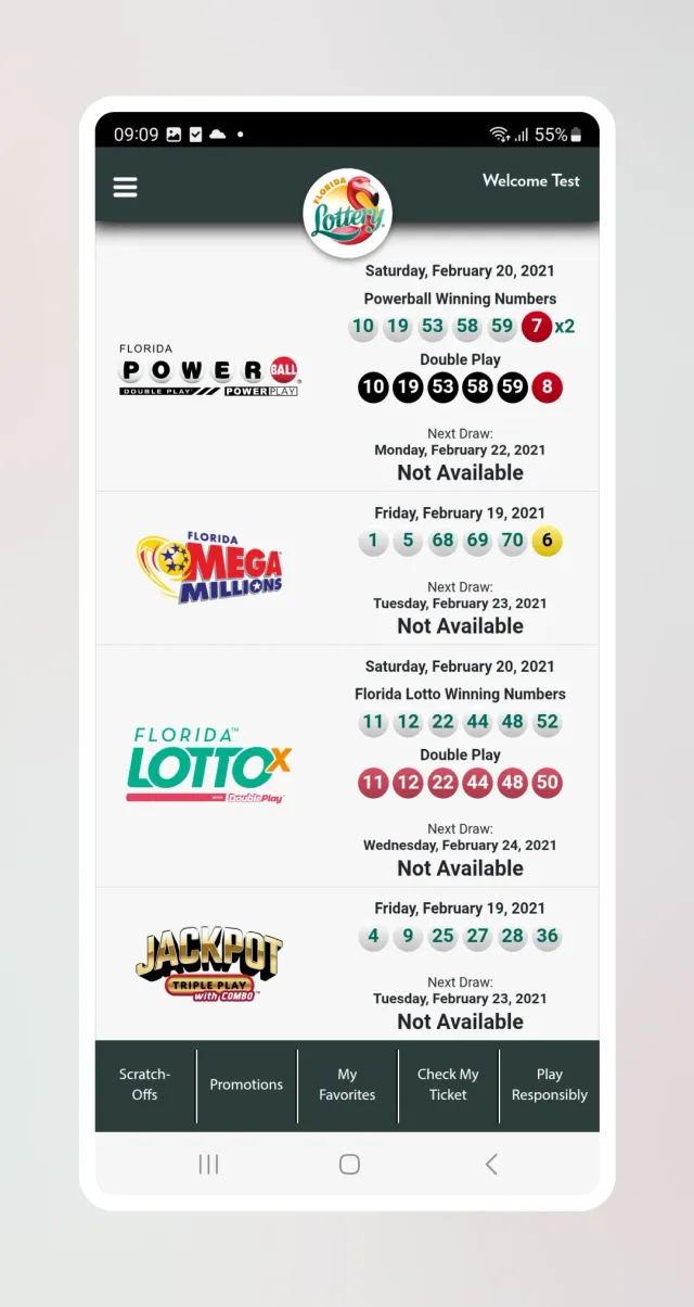 Florida Lottery - Screen 2