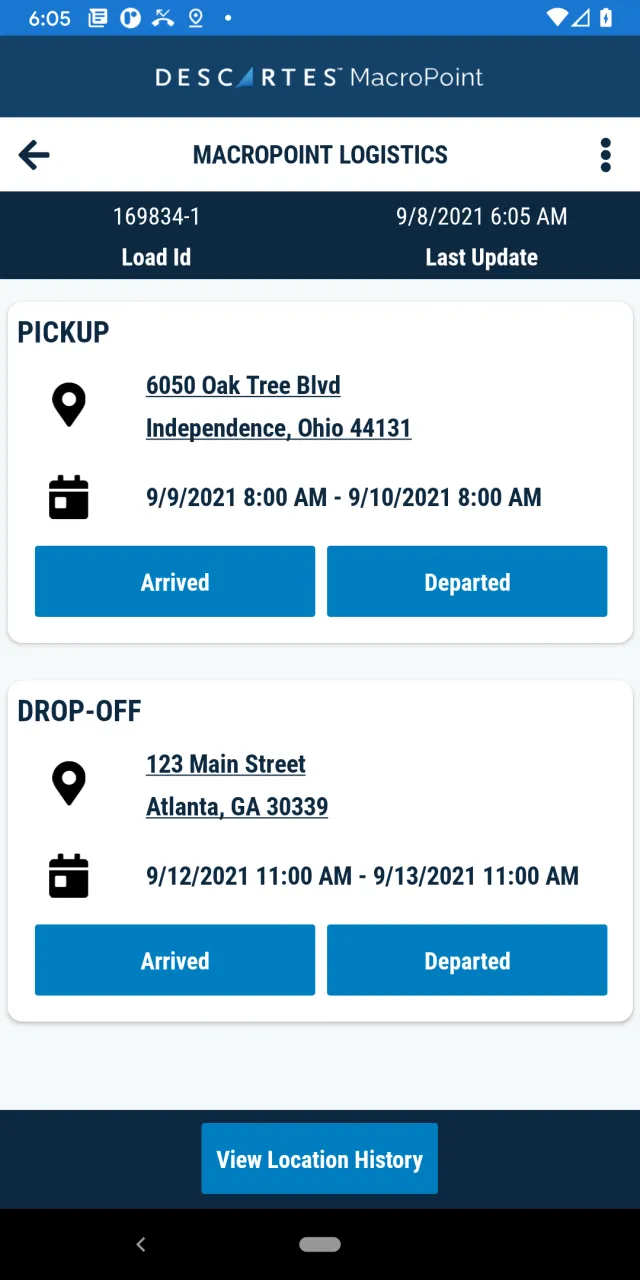 MacroPoint for Truckers - Screen 2