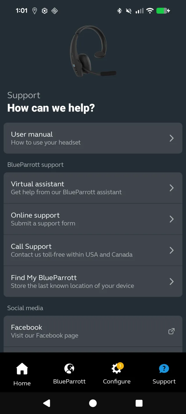 BlueParrott App - Screen 7