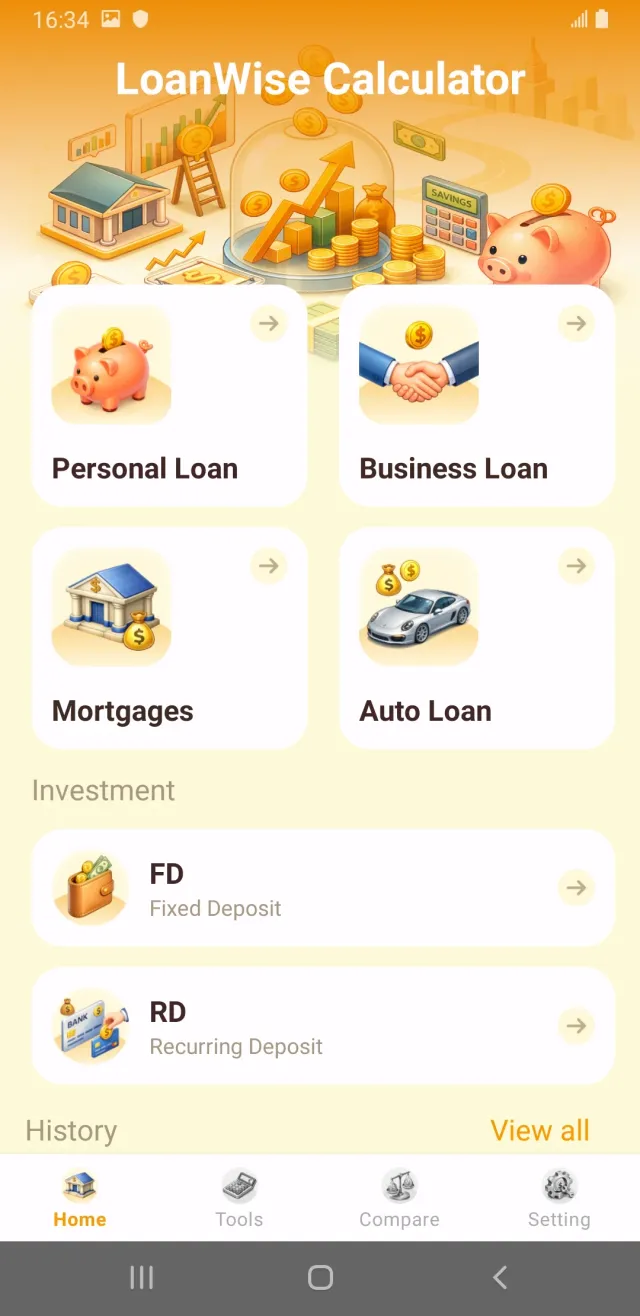 LoanWise Calculator - Screen 1