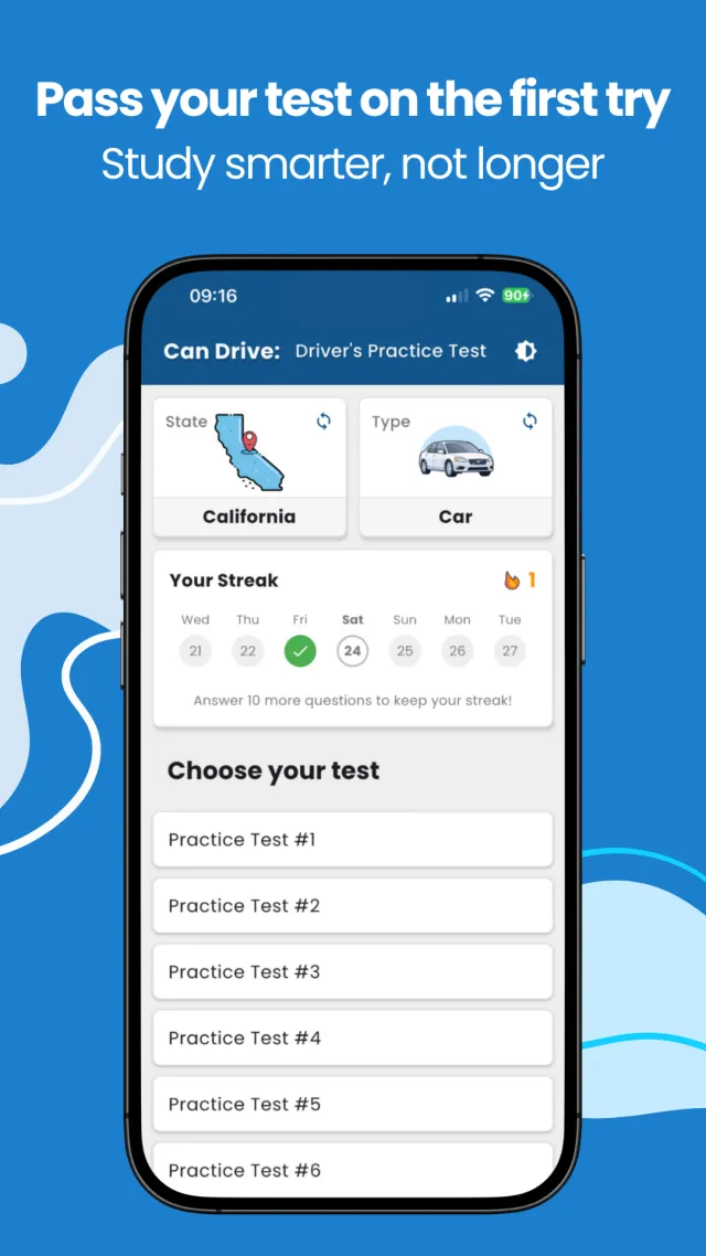 Driver's License Practice Test - Screen 1
