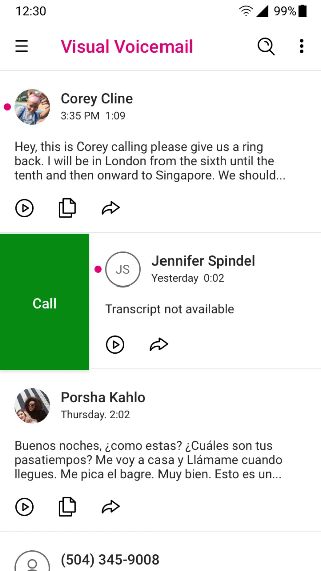 T-Mobile Visual Voicemail - Screen 4