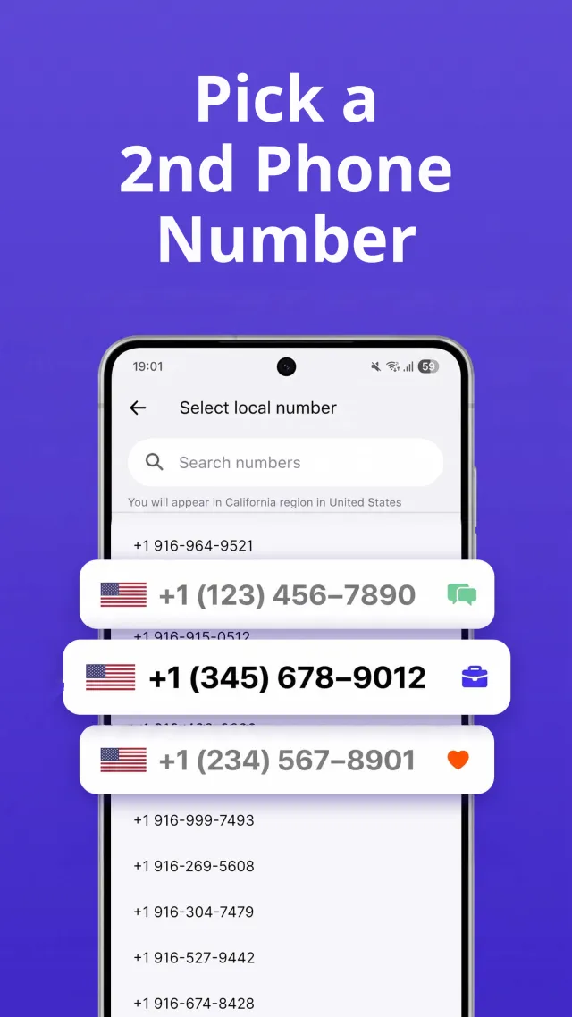 2nd Phone Number Calling, Text - Screen 1