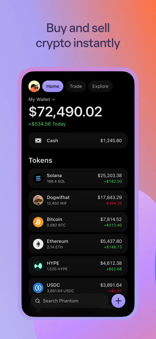 Phantom: Trading Wallet - Screen 2
