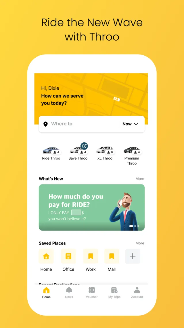Throo - Ride Sharing - Screen 1