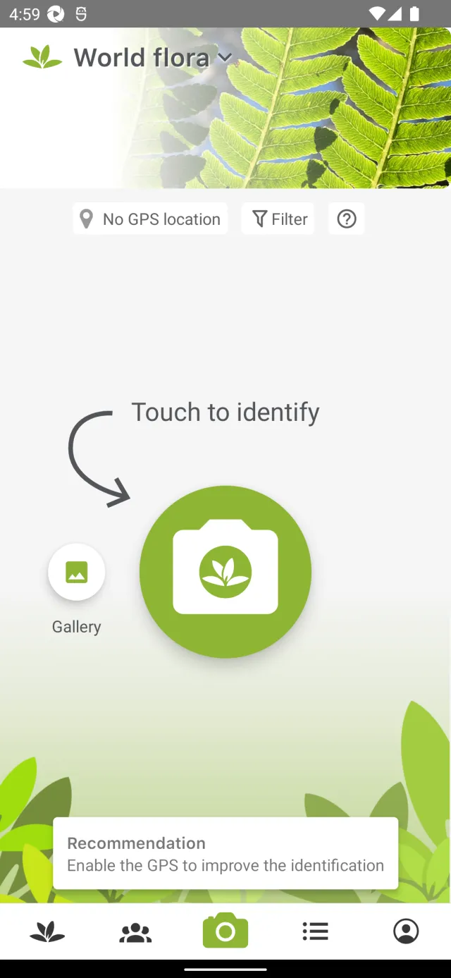 PlantNet Plant Identification - Screen 1