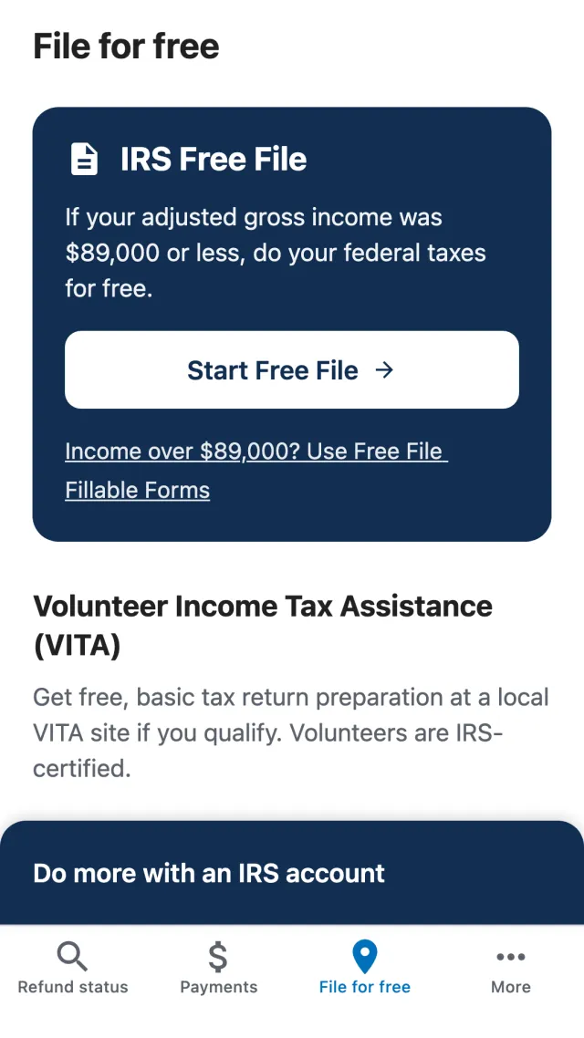 IRS2Go - Screen 3
