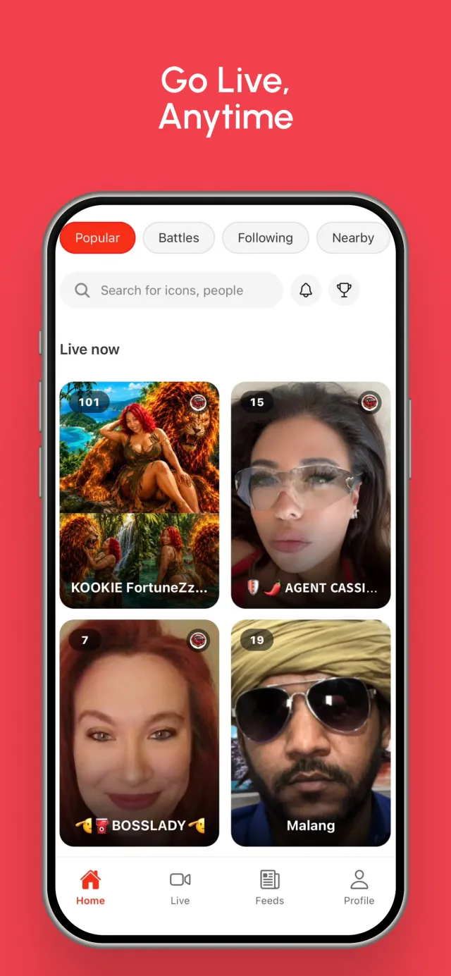 GoLive Streamers - Screen 1