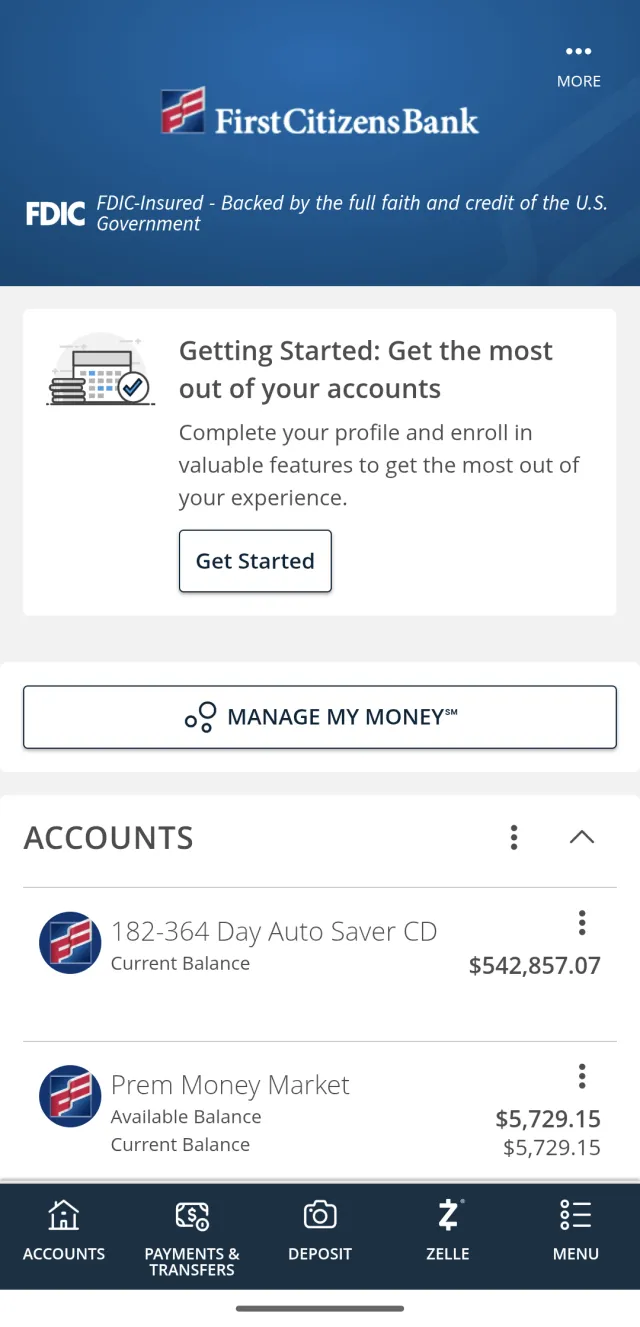 First Citizens Mobile Banking - Screen 2