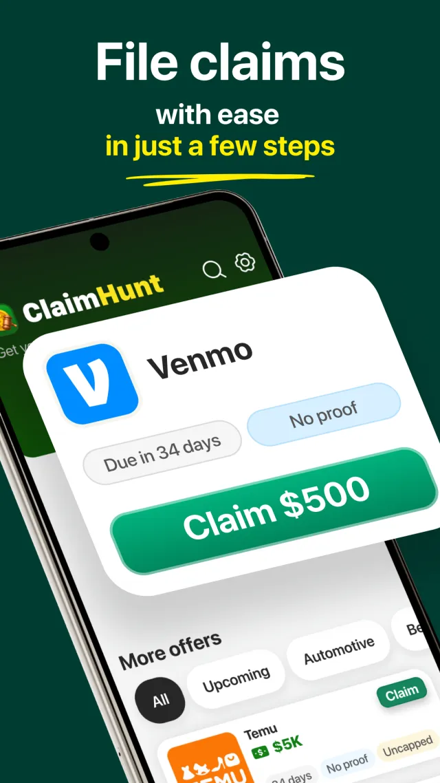 ClaimHunt: Class Action Claims - Screen 2