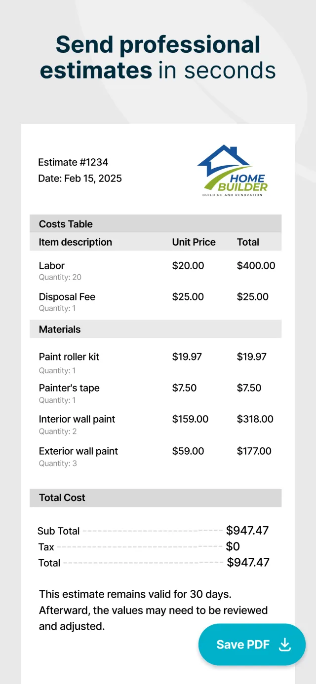 SimplyWise Cost Estimator - Screen 7