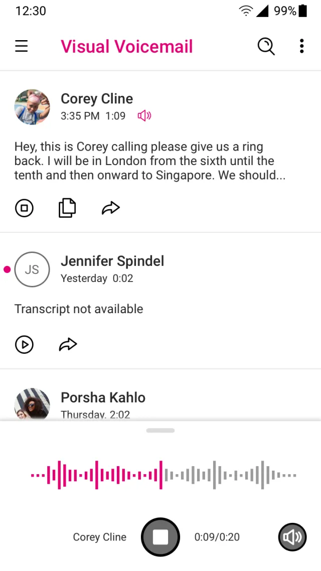 T-Mobile Visual Voicemail - Screen 3