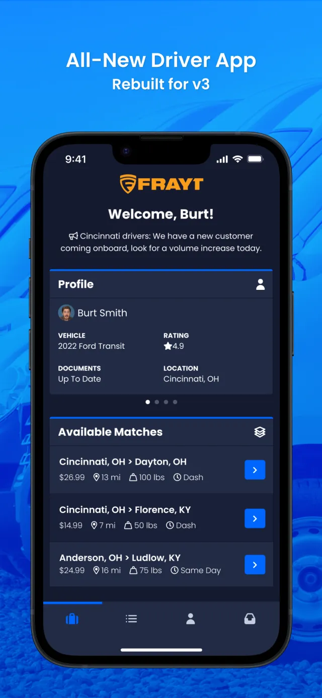 FRAYT Driver - Screen 1