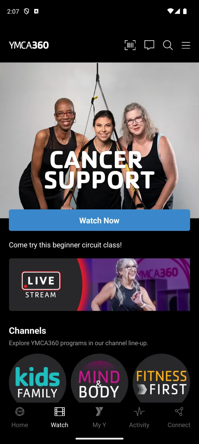 YMCA360 - Screen 2