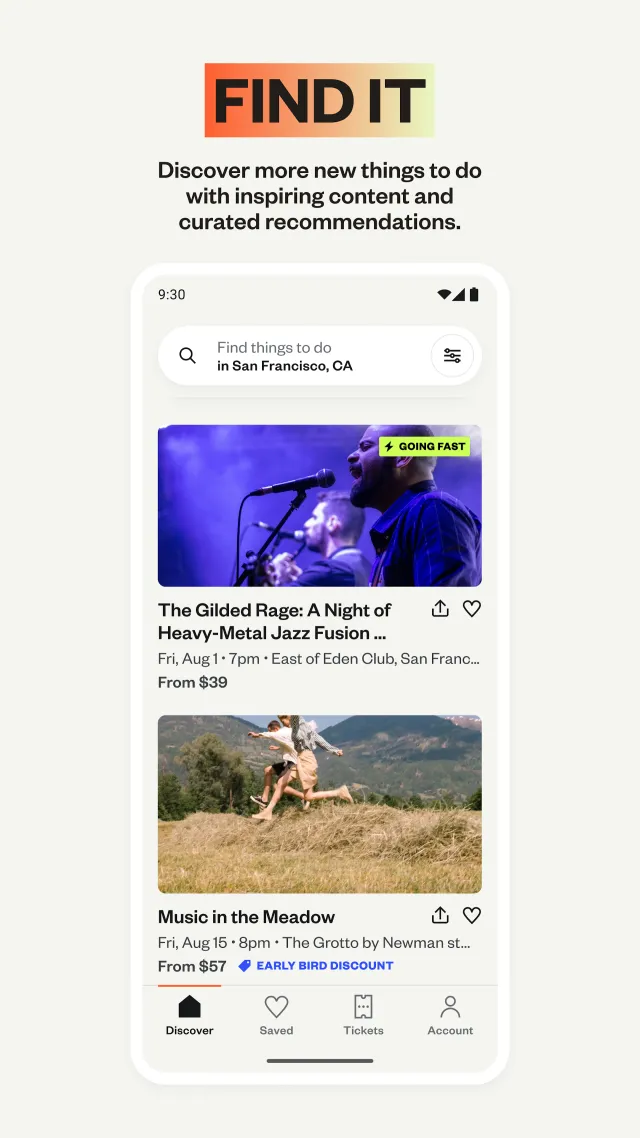 Eventbrite App - Screen 1