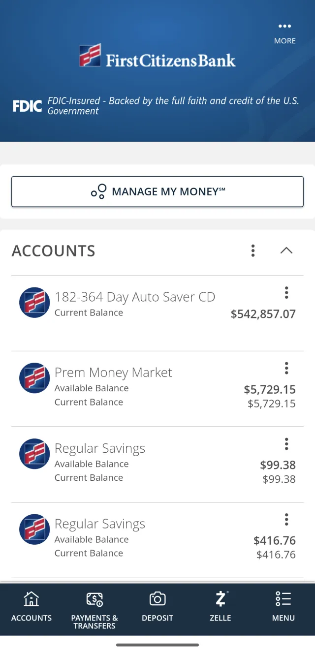 First Citizens Mobile Banking - Screen 1