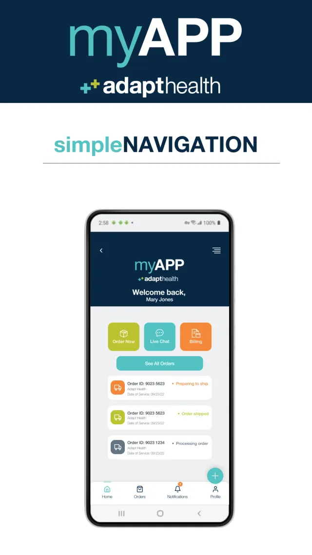 myAPP by AdaptHealth - Screen 2