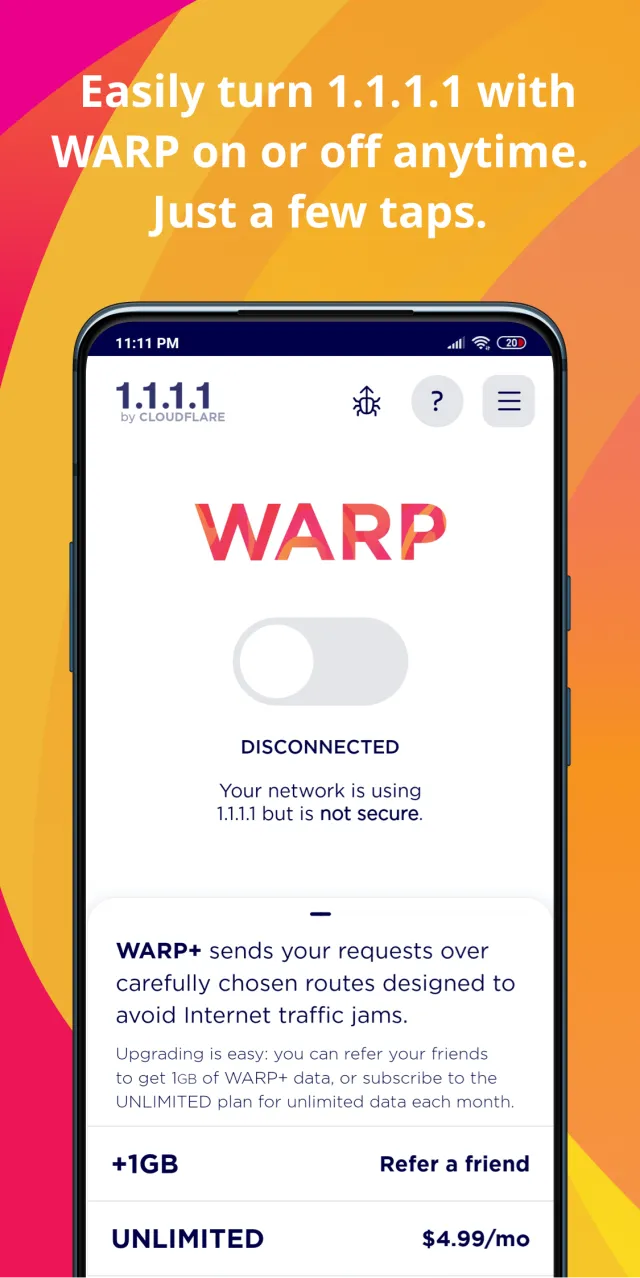 1.1.1.1 + WARP: Safer Internet - Screen 1