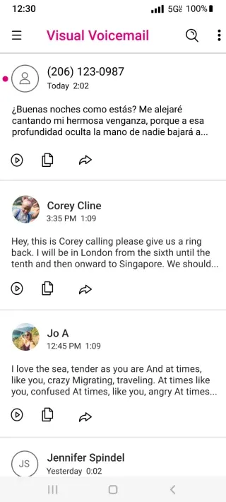 Visual Voicemail - Screen 5