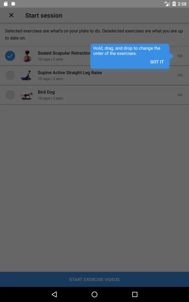 Medbridge GO for Patients - Screen 8