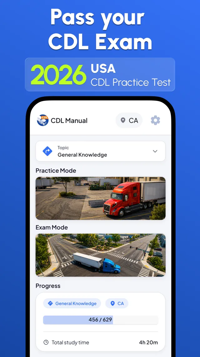 CDL Prep - Practice Test 2026 - Screen 1