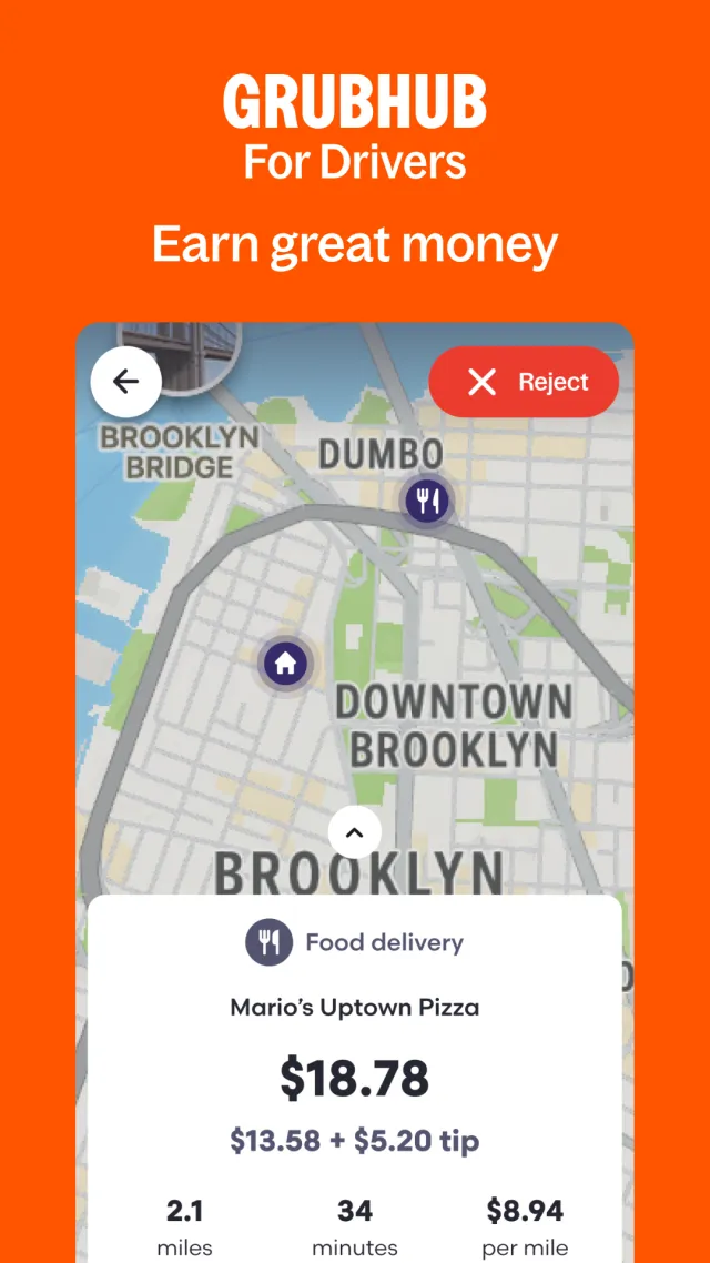 Grubhub for Drivers - Screen 1