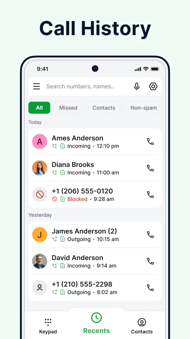 Contacts: Phone Calls, Dialer - Screen 2