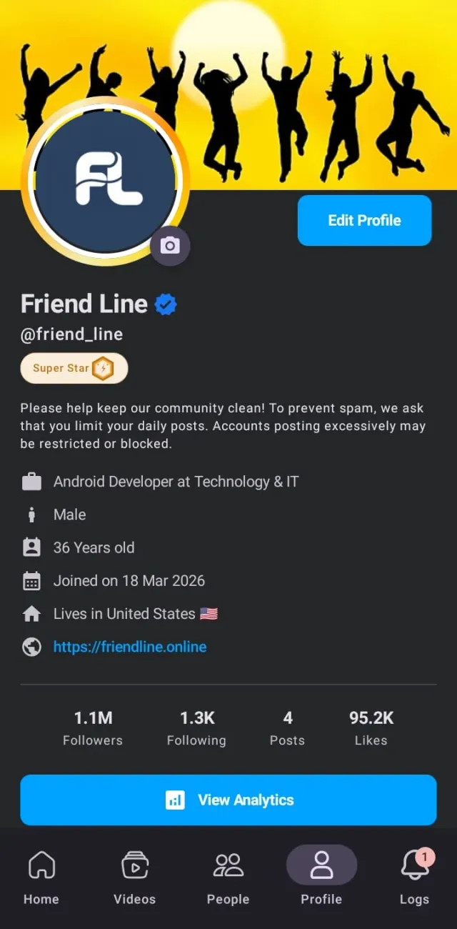 Friend line - Screen 1
