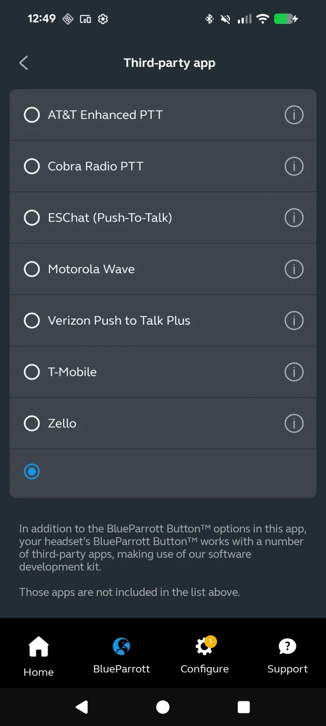 BlueParrott App - Screen 3