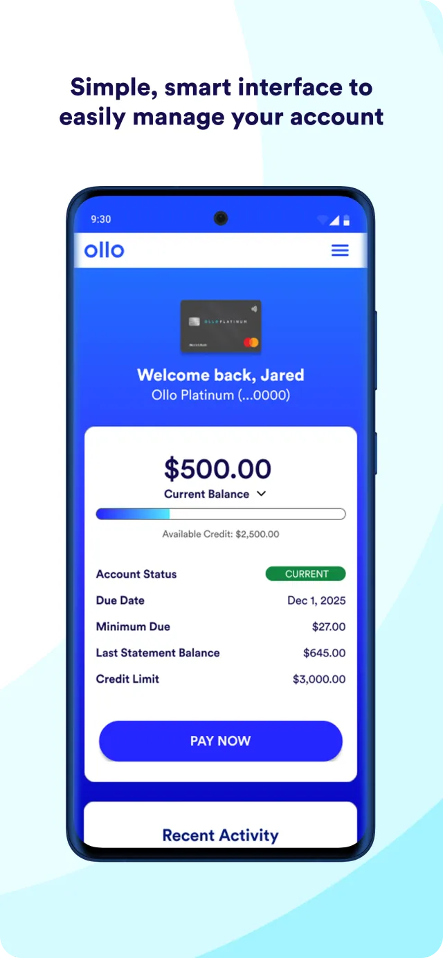 Ollo Credit Card Mobile App - Screen 3
