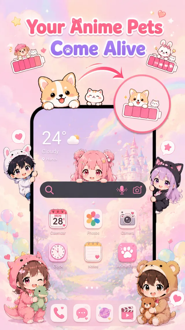 Emoji Battery & Shimeji Pets - Screen 1