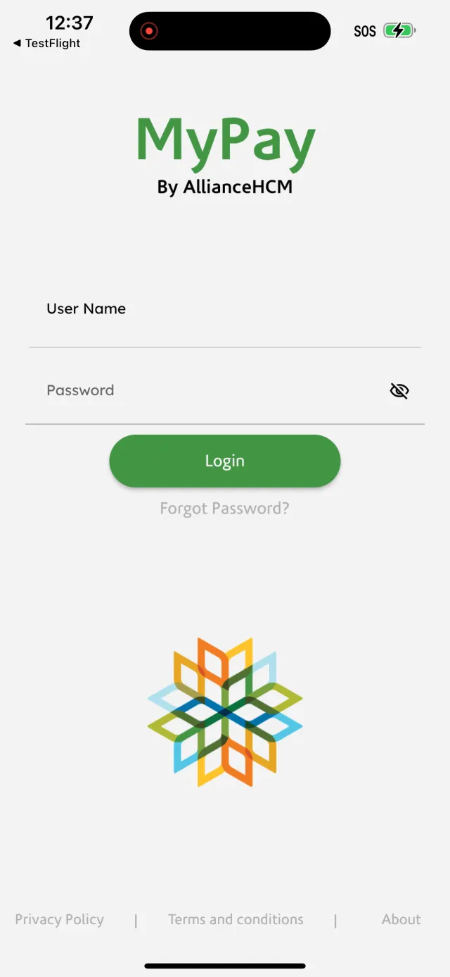AllianceHCM MyPay - Screen 1