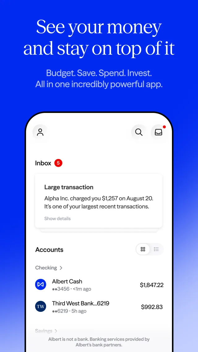 Albert: Budgeting and Banking - Screen 1