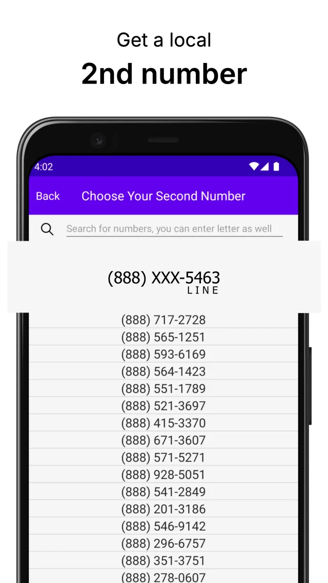 My 2nd Line Text Call Number - Screen 1
