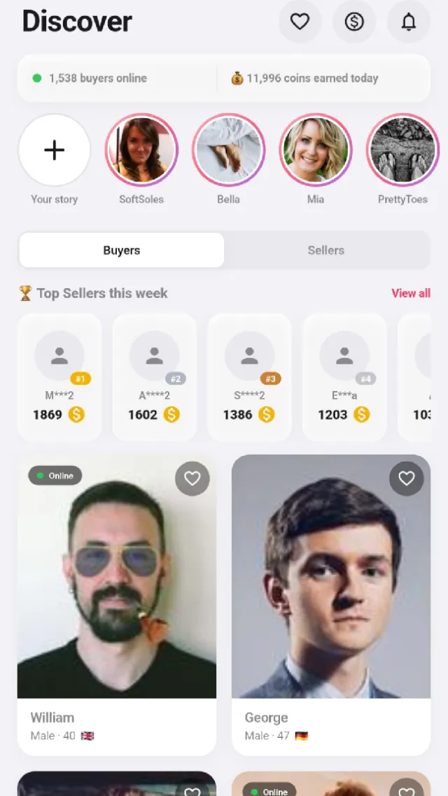 FeetGet - Buy & Sell - Screen 2